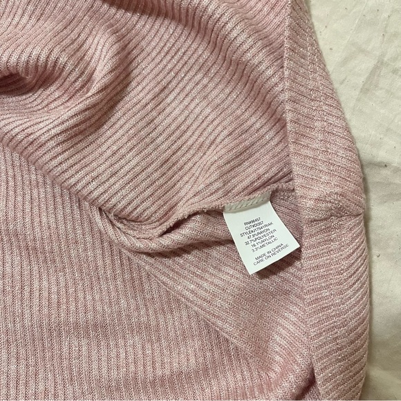 Stitch & Pine Womens Baby Pink Micro Ribbed Scoop Neck Dress Metallic Size M - Picture 3 of 7